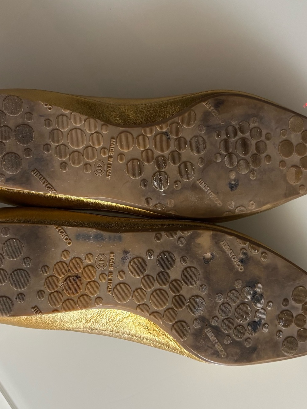 Jimmy Choo Metallic Gold Leather Ballet Flats sz 9 or eu 40 - Picture 5 of 6